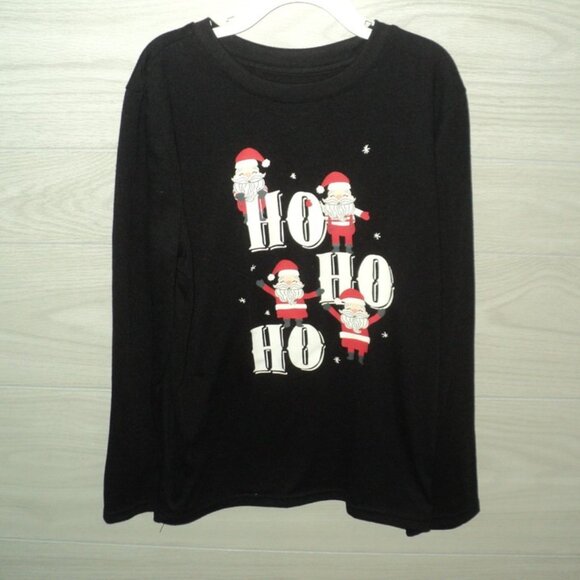 Jammies For Your Families PJ Set Boys Sz 10 Ho Ho Ho Santa Black & White Shorts - Picture 2 of 7